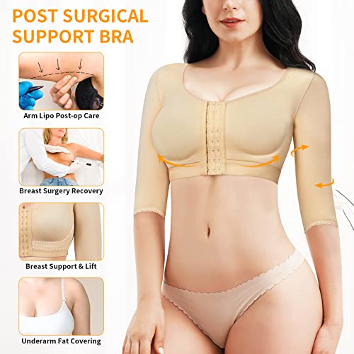 CYDREAM Women Arm Shaper Tops Slimmer Compression Sleeves Post Surgery Posture Corrector Tank Top (2XL, Beige) - Image 3