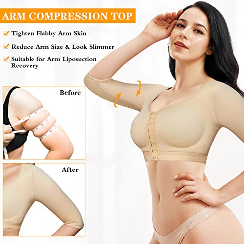 CYDREAM Women Arm Shaper Tops Slimmer Compression Sleeves Post Surgery Posture Corrector Tank Top (2XL, Beige) - Image 2