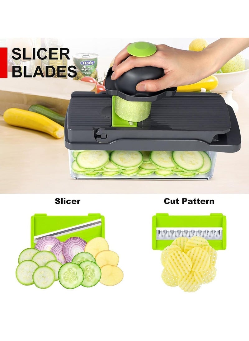 ELTRAZONE NEW Vegetable Chopper – 12-in-1 Multifunctional Food Chopper, Pro Onion Chopper, Veggie Chopper with Container, Slicer, Dicer, Cutter, Mandoline Slicer for Salad & Garlic Chopping - Image 4