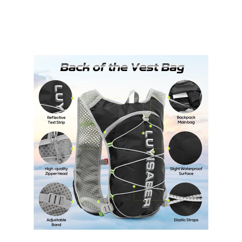 Zikra Running Backpack, Lightweight Running Vest Women, Micro-Splash Resistant Surface Hydration Vest for Outdoor Cycling Marathon Running Skiing Camping Climbing Regardless of Gender - Image 3