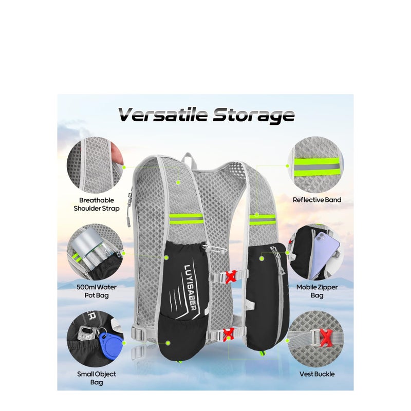 Zikra Running Backpack, Lightweight Running Vest Women, Micro-Splash Resistant Surface Hydration Vest for Outdoor Cycling Marathon Running Skiing Camping Climbing Regardless of Gender - Image 2