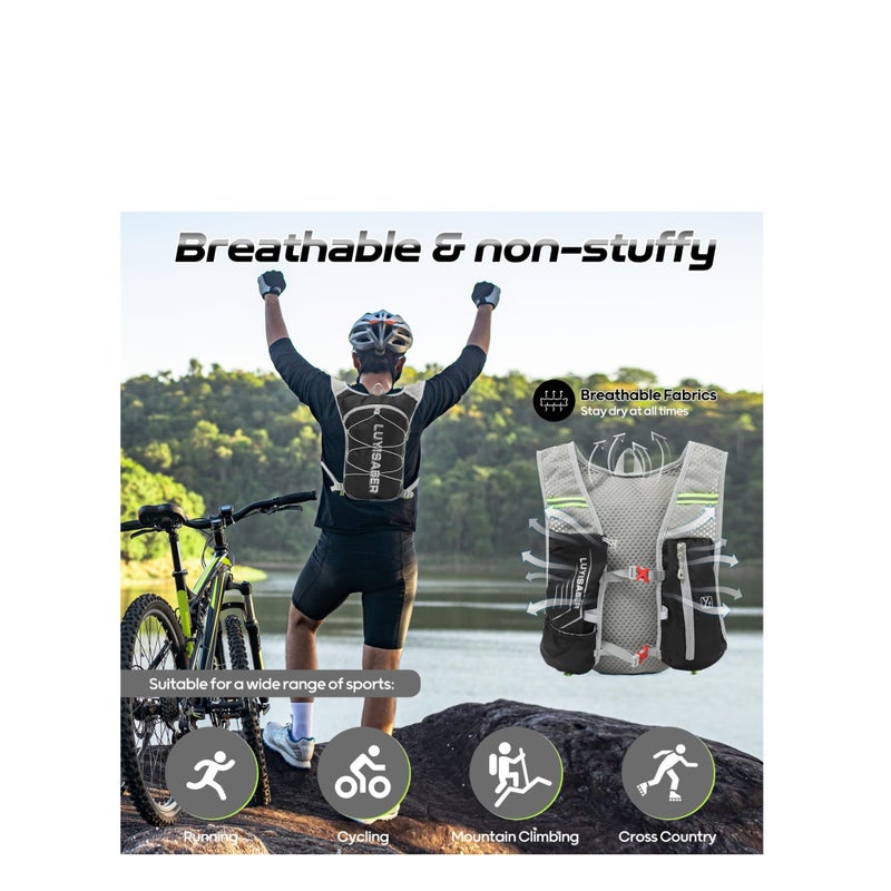 Zikra Running Backpack, Lightweight Running Vest Women, Micro-Splash Resistant Surface Hydration Vest for Outdoor Cycling Marathon Running Skiing Camping Climbing Regardless of Gender - Image 4