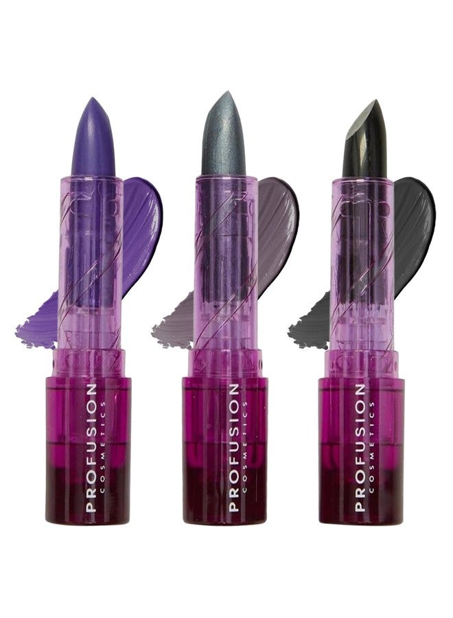 Profusion Cosmetics مجموعة تلوين الشفاه ساتين من بروفيوجن كوزمتيكس سي ويتش 3 قطع، لمسة جمالية تدوم طويلاً مع درجات ألوان ساحرة، اغمر في ألوان مكثفة وارتق بروتين مكياجك مع أداة تجميل فاخرة - Image 1