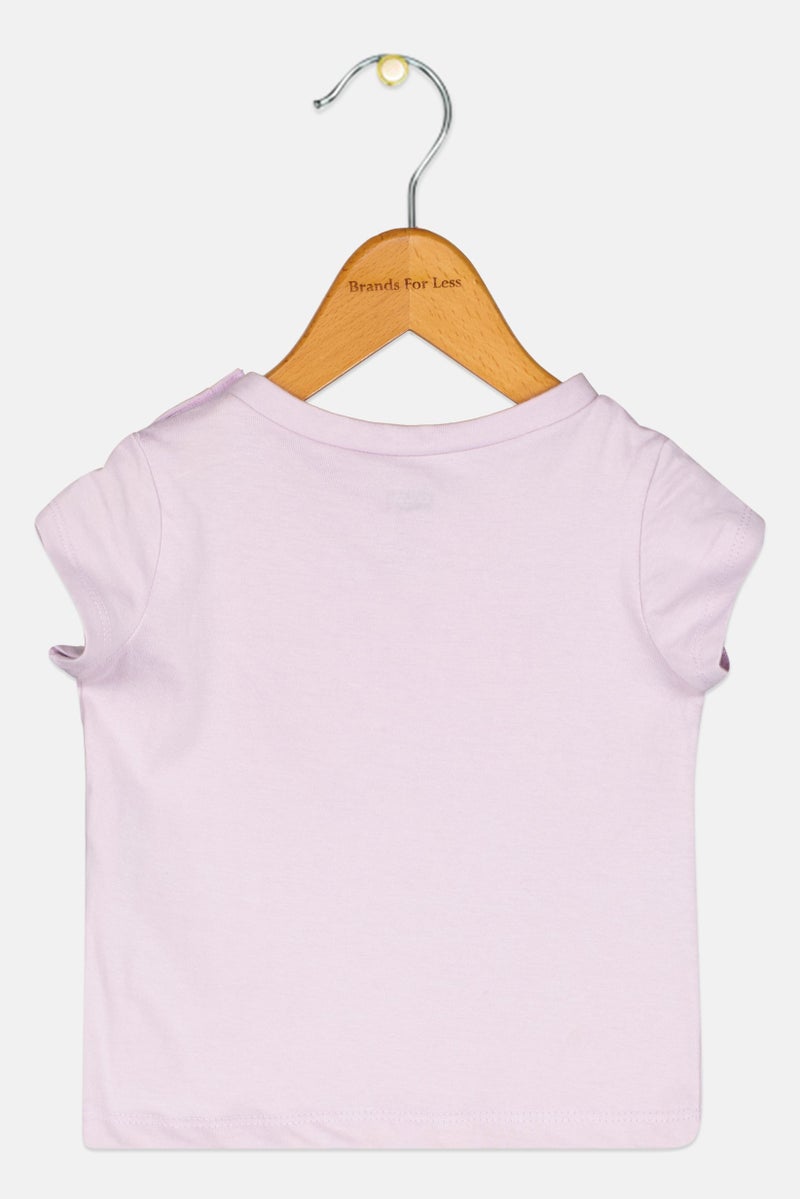 Levi's تي شيرت قصير الأكمام للبنات الصغيرات بياقة دائرية بشعار العلامة التجارية، لافندر - Image 2