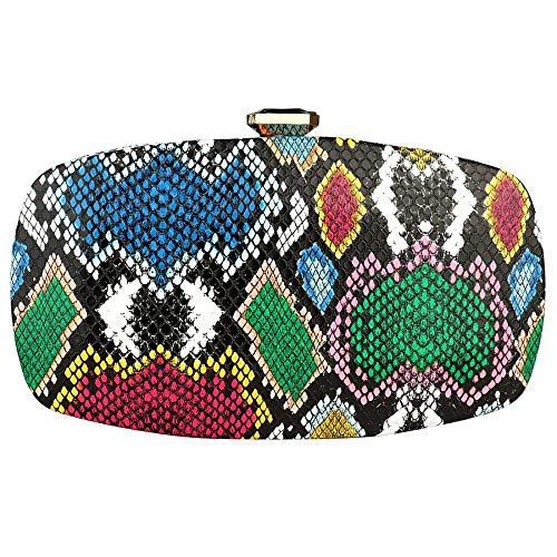 Gets Multicolor Snakeskin Purse for Women Box Evening Bag Green Snakeskin Clutch Handbag Party Wedding - Image 2