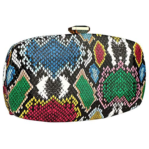 Gets Multicolor Snakeskin Purse for Women Box Evening Bag Green Snakeskin Clutch Handbag Party Wedding - Image 3