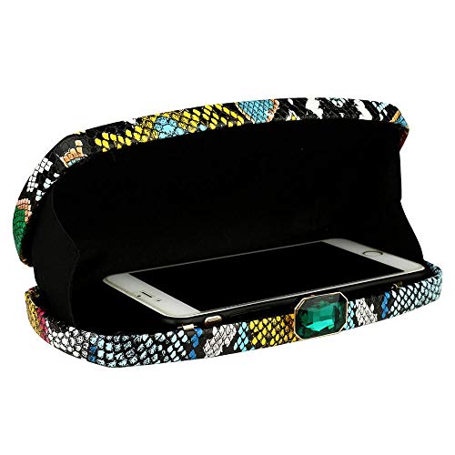 Gets Multicolor Snakeskin Purse for Women Box Evening Bag Green Snakeskin Clutch Handbag Party Wedding - Image 4