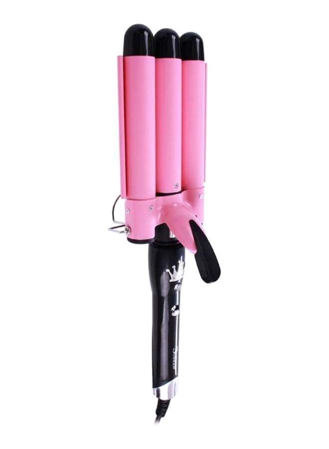 NIBEMINENT Three Barrel Hair Curler Waver Pink/Black/Silver - Image 1