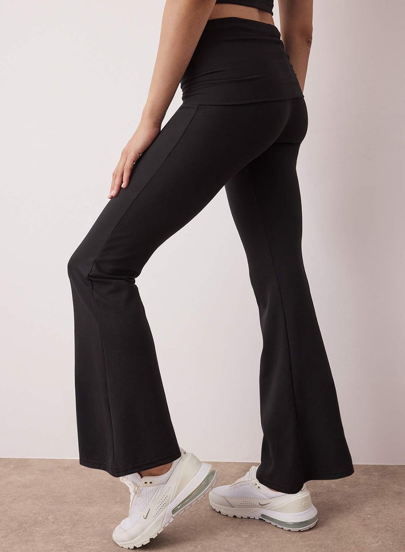 trendyol Black Brushed Soft Fabric Waist Fold Detail Flare/Spanish Leg Yoga Knitted Sports Leggings Thmaw26Ty00001 - Image 3