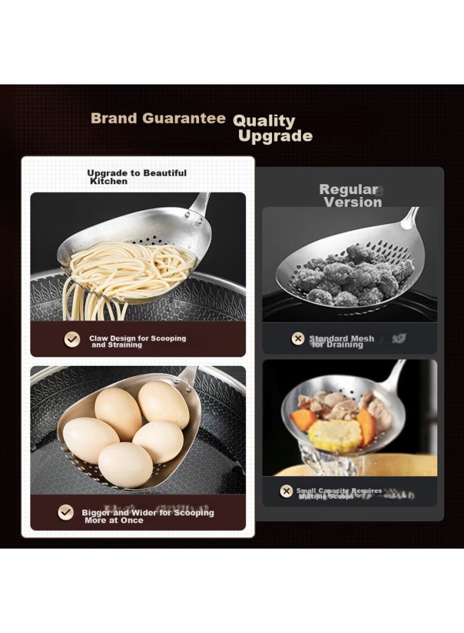 MAX COOK Meichun (maxcook) Strainer, 304 Stainless Steel Wire Mesh Skimmer, Strainer Ladle, Frying Ladle, Noodle Scoop, Walnut Wood Spoon Mccu2036  - Image 3