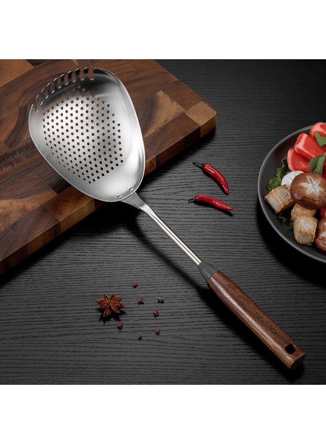 MAX COOK Meichun (maxcook) Strainer, 304 Stainless Steel Wire Mesh Skimmer, Strainer Ladle, Frying Ladle, Noodle Scoop, Walnut Wood Spoon Mccu2036  - Image 2