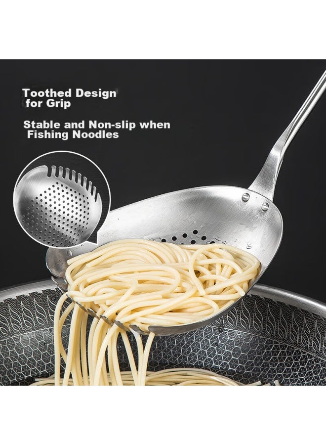 MAX COOK Meichun (maxcook) Strainer, 304 Stainless Steel Wire Mesh Skimmer, Strainer Ladle, Frying Ladle, Noodle Scoop, Walnut Wood Spoon Mccu2036  - Image 4