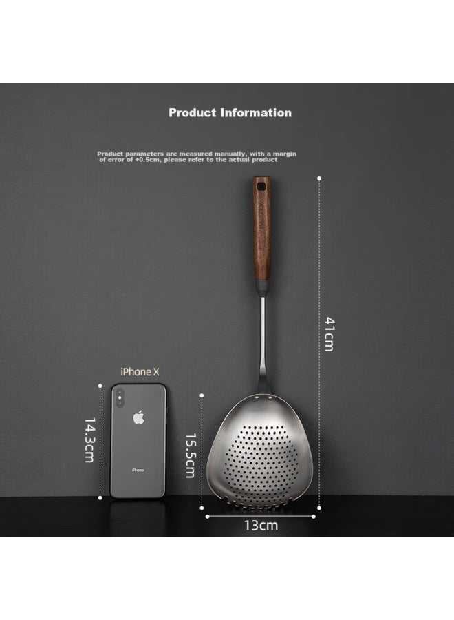 MAX COOK Meichun (maxcook) Strainer, 304 Stainless Steel Wire Mesh Skimmer, Strainer Ladle, Frying Ladle, Noodle Scoop, Walnut Wood Spoon Mccu2036  - Image 5