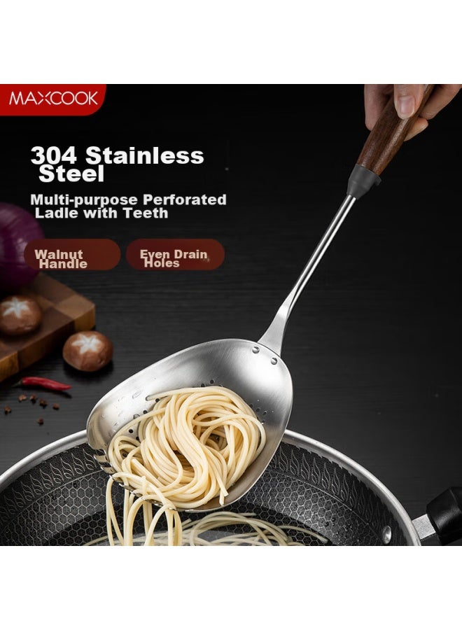 MAX COOK Meichun (maxcook) Strainer, 304 Stainless Steel Wire Mesh Skimmer, Strainer Ladle, Frying Ladle, Noodle Scoop, Walnut Wood Spoon Mccu2036  - Image 1