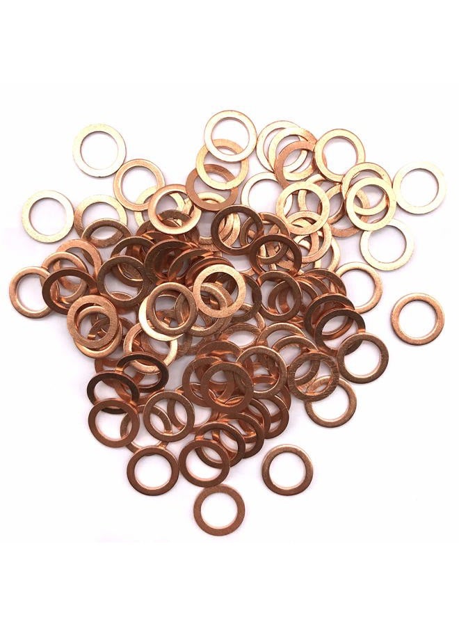 NACX M8 Flat Washer Copper Sealing Ring, 8mm ID 12mm OD 1mm Thickness Metric Sealing Gasket, 100 Pieces - Image 1