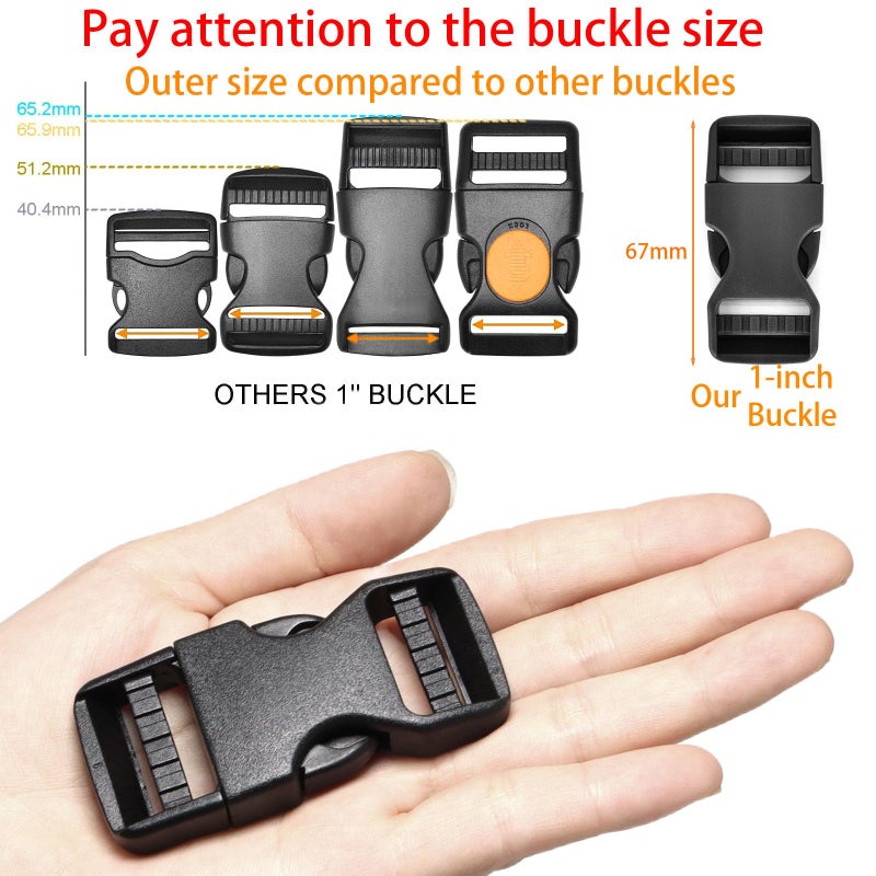 ONE WVW PIN Buckle 1" Wide Inside, Quick Side Release Buckle for 1 inch/25mm Webbing Straps, Heavy Duty Plastic Buckles Dual Adjustable No Sewing Clips for Boat Cover Luggage Strap Pet Collar Backpack Replacement - Image 4