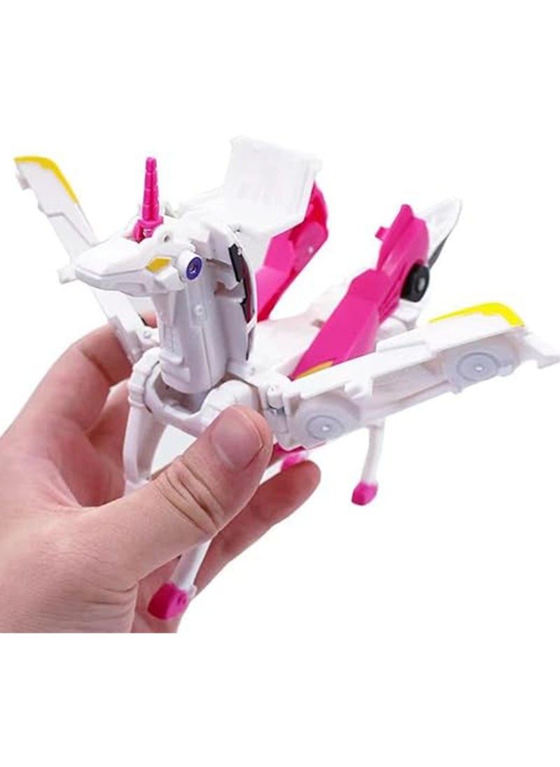 Transformer Car Robot, Transformer Action Figure Robot Vehicle, Magnetic Automatic Car Toy Unicorn (Pink)