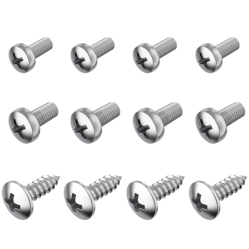 PRIME AVE Stainless Steel License Plate Screws for License Plates, Frames, Covers - Rust Proof Licence Plate Screw Set for Front/Rear - Compatible with Mercedes Benz (Pack of 12) - Image 1