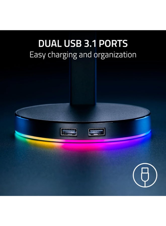 ريزر حامل سماعة رأس بقاعدة V2 كروما - إضاءة RGB كروما، قاعدة مطاطية مانعة للانزلاق، مصممة لسماعات الرأس للألعاب - وردي كوارتز - Image 5
