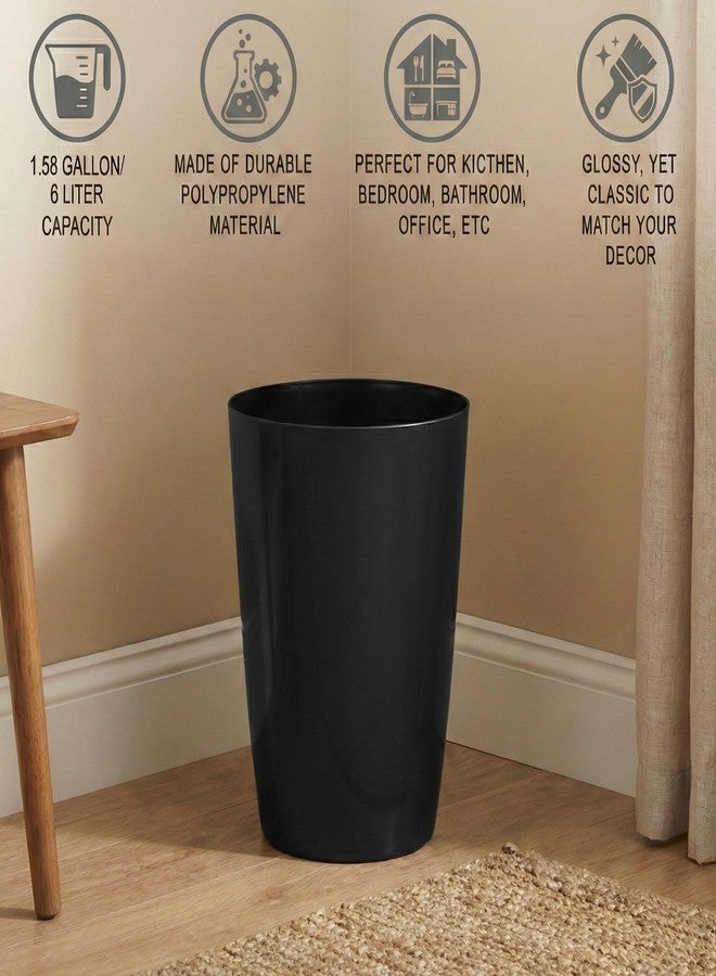 HOLDN’ STORAGE Mini Waste Basket - Durable Small Plastic Garbage Trash Can Bin - Lidless Open-Top, Slim Profile for Compact Spaces - Suitable for Home, Bathroom, Office, Bedroom, Kitchen and More, Black - Image 4