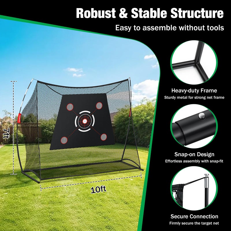 MoKo Golf Net, 10 x 7ft Golf Practice Net with 2 Targets, Portable Hitting Nets for Backyard Garage Indoor, Improve Swing Putting Pitching, Gift for Men & Golfer - Image 5