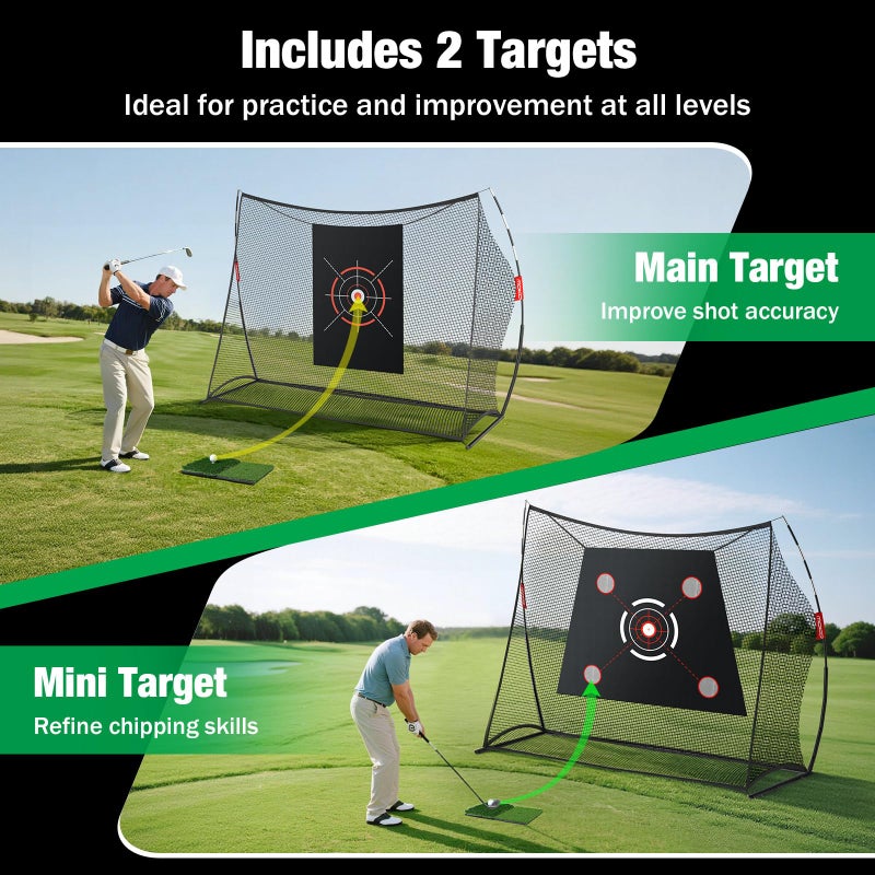 MoKo Golf Net, 10 x 7ft Golf Practice Net with 2 Targets, Portable Hitting Nets for Backyard Garage Indoor, Improve Swing Putting Pitching, Gift for Men & Golfer - Image 3