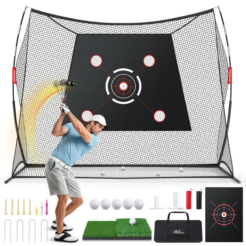MoKo Golf Net, 10 x 7ft Golf Practice Net with 2 Targets, Portable Hitting Nets for Backyard Garage Indoor, Improve Swing Putting Pitching, Gift for Men & Golfer - Image 1
