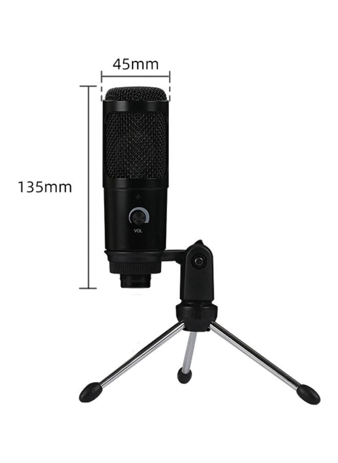 ماركة غير محددة ميكروفون بمنفذ USB مع حامل ثلاثي القوائم V7619 أسود  - Image 2