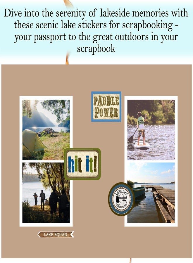 Trendzeen Lake Stickers For Scrapbooking - Lake Scrapbook Sticker for Planner, Photo Album, Decor, DIY Crafts, Journal - Decorative Camping Stickers Set with Nature, Lake Life, Outdoor Adventure Theme - 2 Items - Image 2
