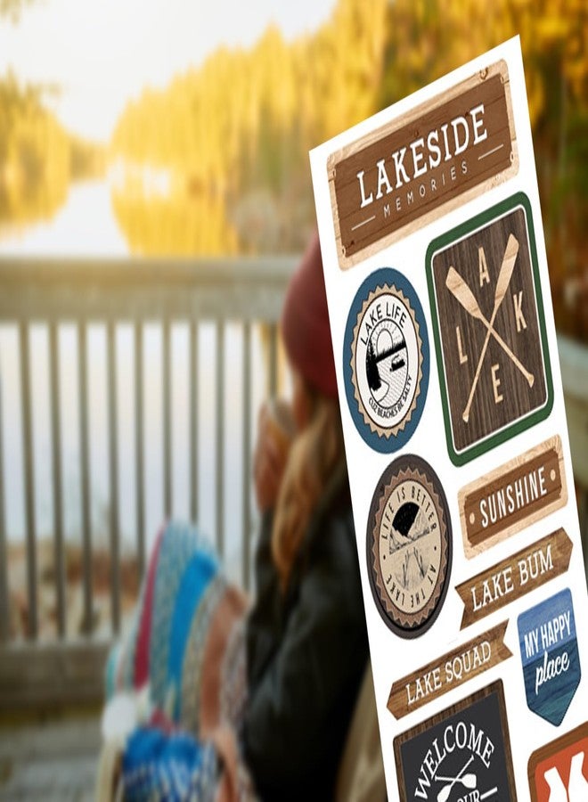 Trendzeen Lake Stickers For Scrapbooking - Lake Scrapbook Sticker for Planner, Photo Album, Decor, DIY Crafts, Journal - Decorative Camping Stickers Set with Nature, Lake Life, Outdoor Adventure Theme - 2 Items - Image 5