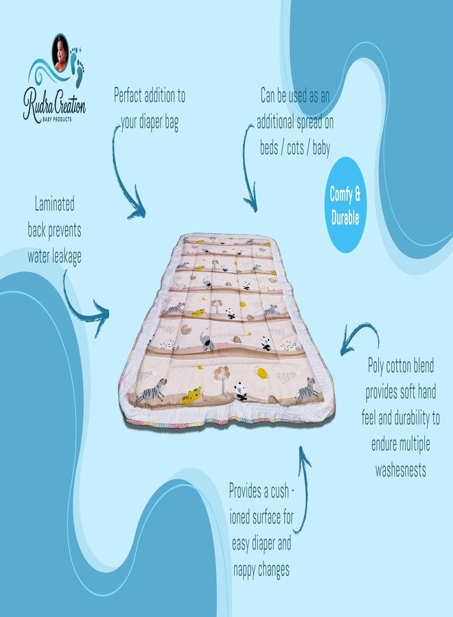 RUDRA CREATION® Pure Cotton Baby Bedding Sheet, Animal Print Cradle Bed Gadi, Multi-Colour Safari Design with Rainbow Border - Image 2
