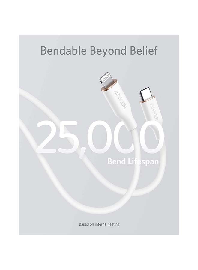 NIBEMINENT PowerLine III Flow USB C to Lightning Cable for iPhone 12 Pro Max / 12/11 Pro/X/XS/XR /8 Plus, AirPods Pro, (6 ft) White - Image 4