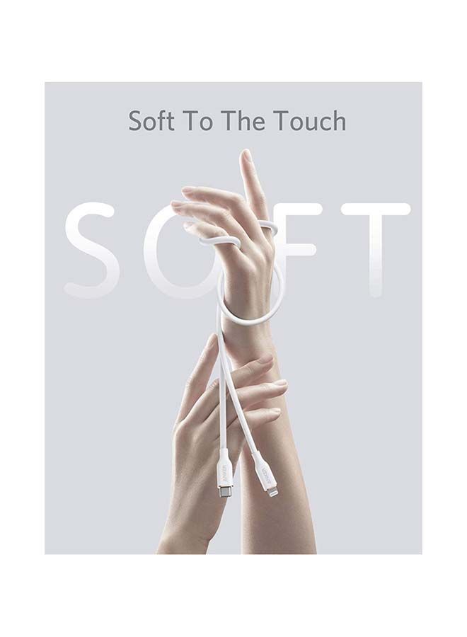 NIBEMINENT PowerLine III Flow USB C to Lightning Cable for iPhone 12 Pro Max / 12/11 Pro/X/XS/XR /8 Plus, AirPods Pro, (6 ft) White - Image 2