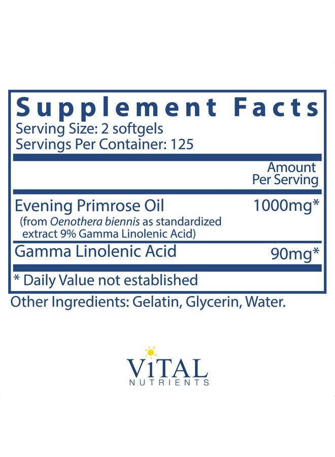 Vital Nutrients Evening Primrose Oil 1000 Mg Coldpressed Oil That Contains Gla An Essential Omega6 Fatty Acid 250 Softgels - Image 3