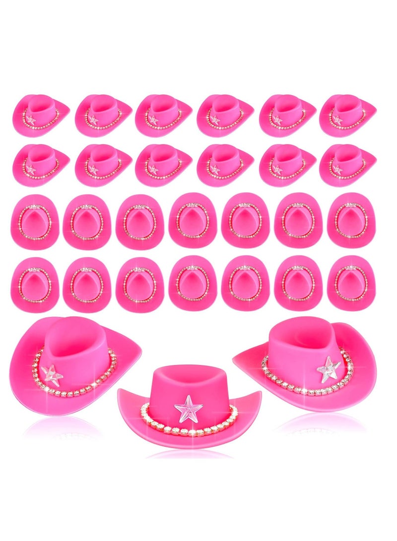 SYOSI Mini Cowboy Hat Plastic Mini Western Cowgirl Hat Pink Cowboy Hat Cute Miniature Hat for Party Decoration Accessories Toy Doll Dress Play House Games (20 Pcs) - Image 1