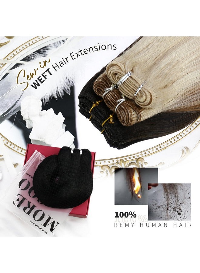 Moresoo Sew In Hair Extensions Ash Blonde Highlight Human Hair Sew In Extensions Hair Wefts Human Hair Ash Blonde Mixed With Bleach Blonde Real Hair Extensions Sew In 18 Inch 100G Per Pack P18/613 - Image 2