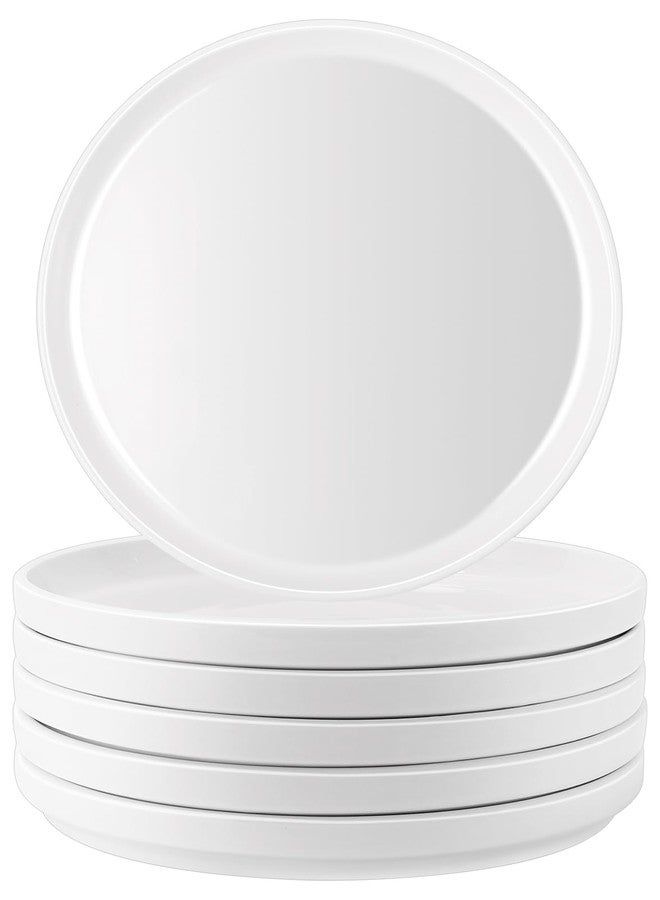 Dyrfolm 9 Inch White Dinner Plates Set of 6, Ceramic Appetizer Plates, Porcelain Dessert Plate, White Round Salad Plate for Kitchen, Restaurant, Microwave, Oven & Dishwasher Safe, Scratch Resistant - Image 1