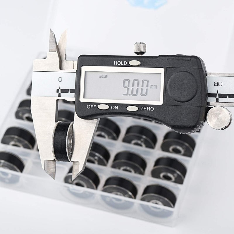 simthread 25pcs Black Prewound Bobbin Thread Size L (SA155) 60WT for Brother Husqvarna Pfaff Embroidery Thread Sewing Thread Machine with Clear Storage Plastic Case DIY - Image 4