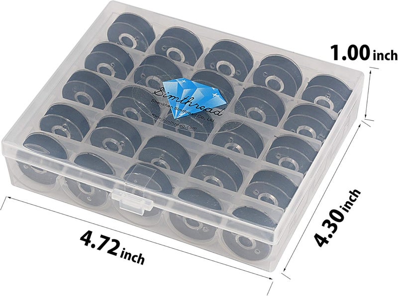 simthread 25pcs Black Prewound Bobbin Thread Size L (SA155) 60WT for Brother Husqvarna Pfaff Embroidery Thread Sewing Thread Machine with Clear Storage Plastic Case DIY - Image 2