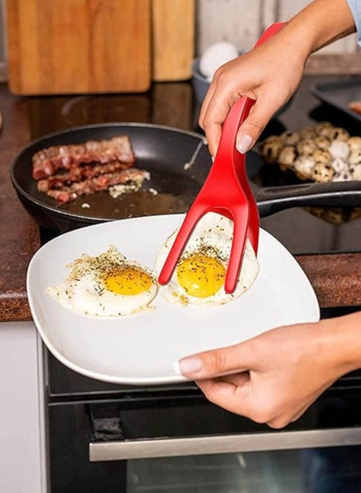 Egg Spatula, Grip and Flipp Tongs Spatula, Fried Eggs Turners, 2 in 1 Omelette Clamp, Frying Turning Grilling Kitchen Cooking - Image 1