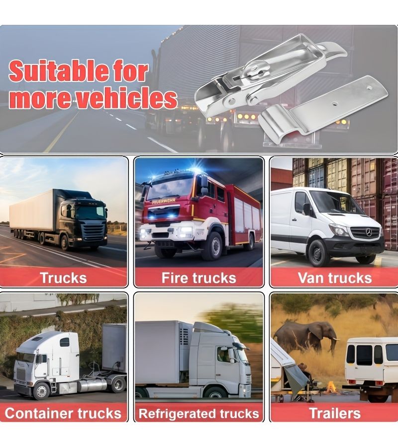 2Pcs Heavy Duty Trailer Locking System 1 Set High Strength Eccentric Door Lock With Safety Side Wall Lock Flip Type Large Clip On Mechanism Keyed Coded Compatibility For RV Boat Caravan Truck Trailer 210mm - Image 4