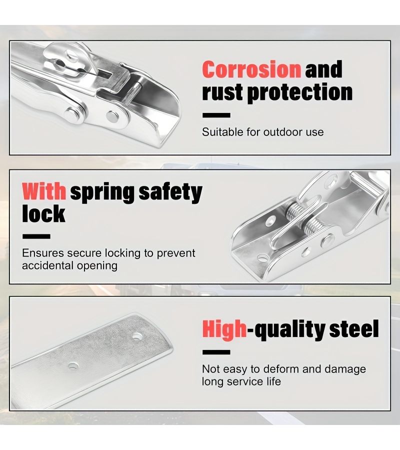 2Pcs Heavy Duty Trailer Locking System 1 Set High Strength Eccentric Door Lock With Safety Side Wall Lock Flip Type Large Clip On Mechanism Keyed Coded Compatibility For RV Boat Caravan Truck Trailer 210mm - Image 5
