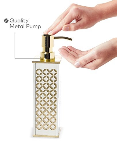 Creative Scents Diamond Lattice White Bathroom Accessories Set - Decorative 4 Piece Bathroom Accessory Set Includes: Soap Dispenser, Toothbrush Holder, Soap Dish and Tumbler, Gift Packaged - Image 4