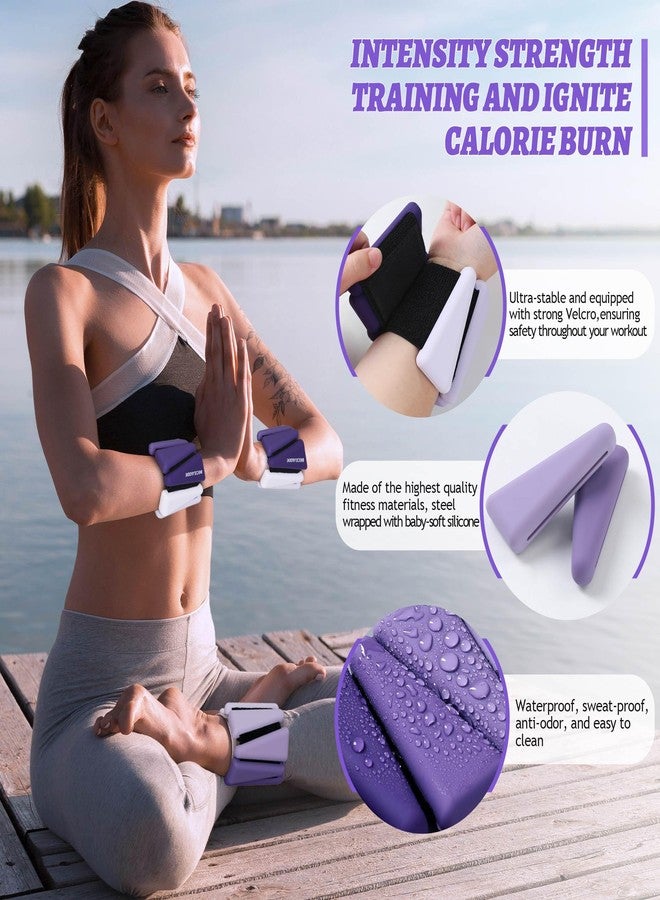 BECOJADDE Wrist Weights for Women At Home 2Lbs Ankle Weights Set of 2 Adjustable Weighted Wristbands Arm Leg Weights for Women Men Suitable for Walking Swimming Running Pilates Yoga Gym, Purple - Image 2