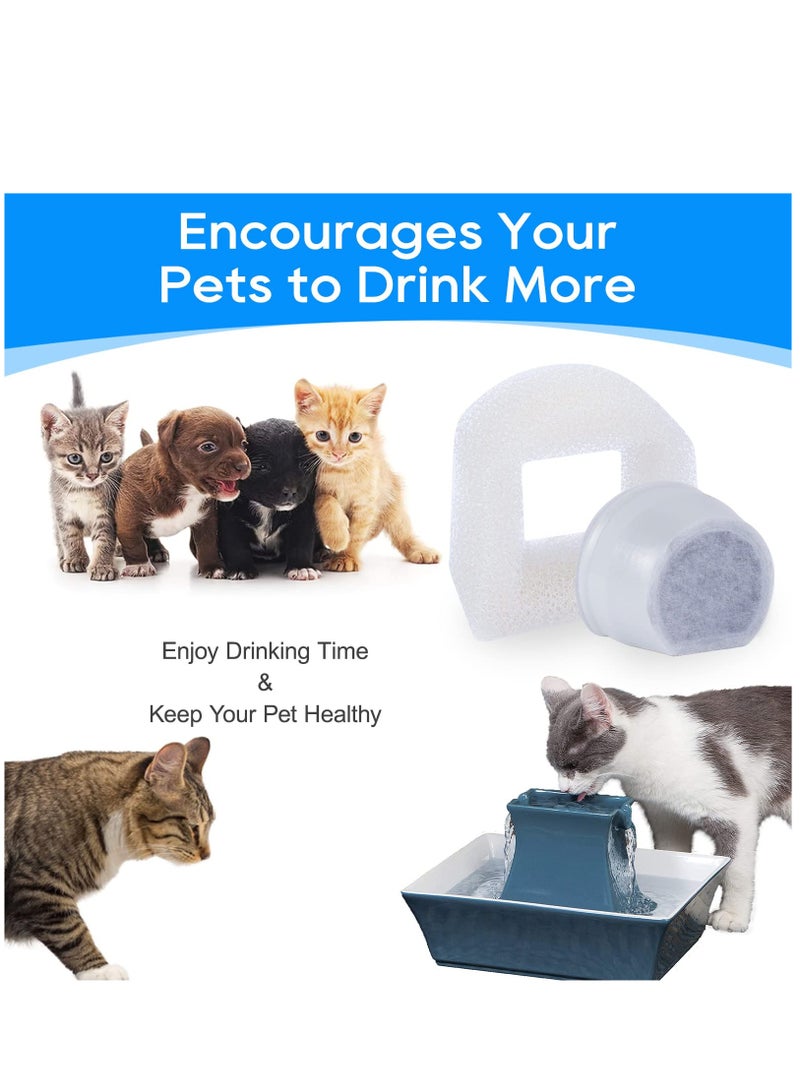 Barakah Sponge Filter for Cat Fountain Replacement, Pet Water Fountain Foam Pre-Sponge Filter & Replacement Carbon Filters, Water Dispenser Filter Accessories for Pet Dog Cat Rabbit Drinking Fountain (8+8) - Image 2