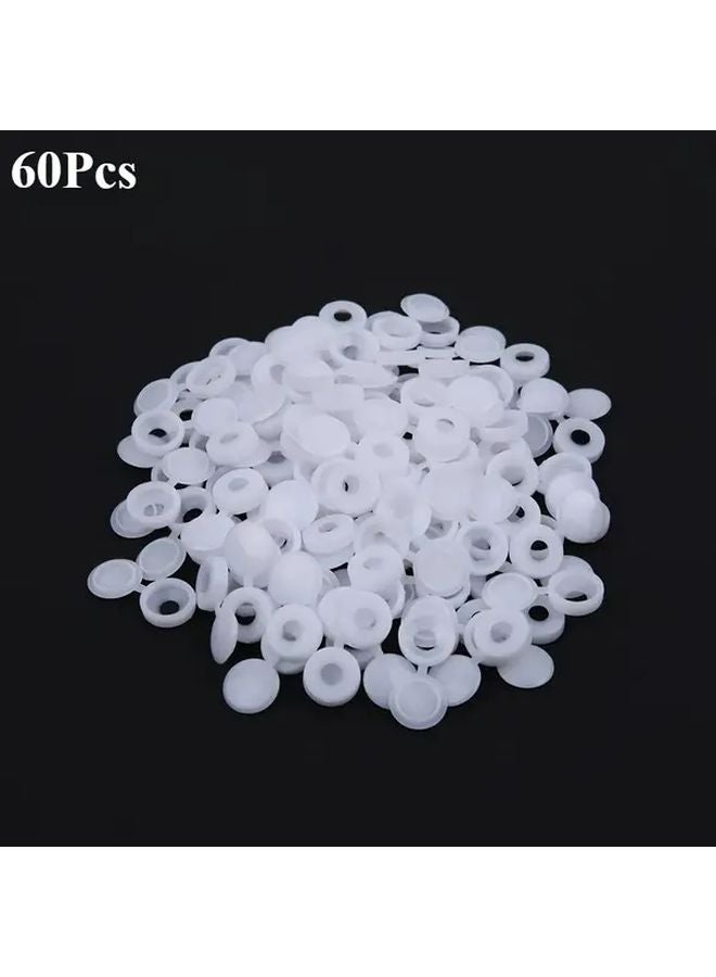 أغطية مسامير الأثاث البيضاء 60 قطعة، أغطية براغي زخرفية، ملحقات الأجهزة - Image 1