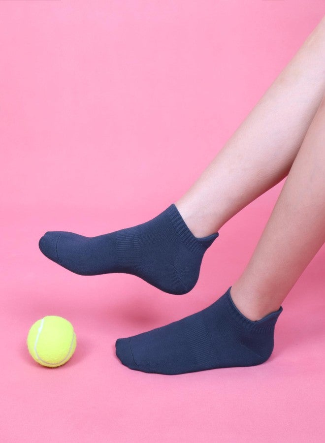 SERISIMPLE جوارب نسائية قصيرة من الفسكوز والخيزران من سيريسيمبل، جوارب رياضية شبكية قابلة للتهوية، 5 أزواج (مقاسات أمريكية، ألفا، كبير، عادي، عادي، أزرق داكن - 5 أزواج) - Image 5