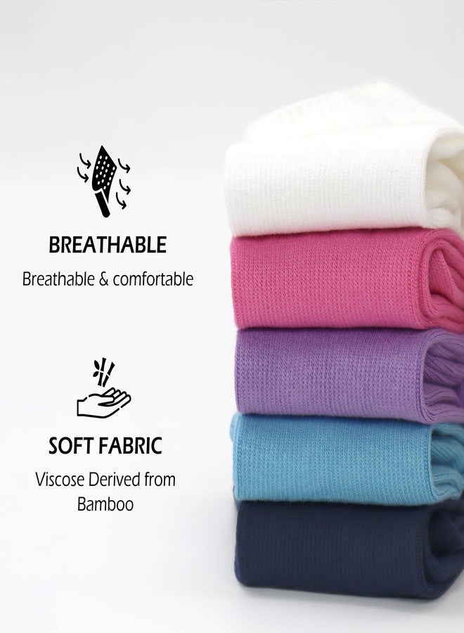 SERISIMPLE جوارب نسائية قصيرة من الفسكوز والخيزران من سيريسيمبل، جوارب رياضية شبكية قابلة للتهوية، 5 أزواج (مقاسات أمريكية، ألفا، كبير، عادي، عادي، أزرق داكن - 5 أزواج) - Image 4