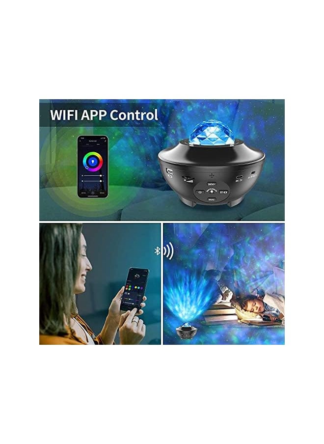 Generic - Galaxy Projector Wifi Star Projector With Alexa Google Assistant Voice Control Waves Nebulae Star Led Night Light Projector Remote App Timer Music Player Ceiling Projector For Kids Adult Bedroom - Image 1
