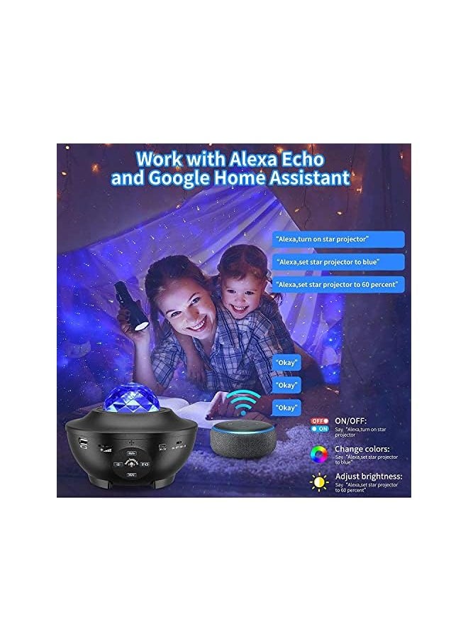 Generic - Galaxy Projector Wifi Star Projector With Alexa Google Assistant Voice Control Waves Nebulae Star Led Night Light Projector Remote App Timer Music Player Ceiling Projector For Kids Adult Bedroom - Image 1